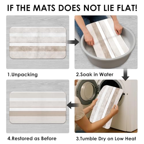 Beige Shower Curtain Set with Toilet Lid Cover and Non-Slip Rugs for Bathroom, Modern Striped Lines 4 Pcs Shower Curtain, Simple Abstract Bathroom Set with 12 Hooks - color: Stripes Beige