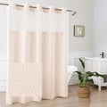 Mrs Awesome No Hook Shower Curtain with Snap-in Liner, Embossed Waffle Design Fabric Shower Curtain for Bathroom, Soft & Lightweight, 71x74, Pink - color: Pink, size: 71"W x 74"L (Pack of 1)