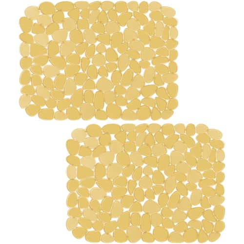 Bligli Pebble Sink Mat for Stainless Steel/Ceramic Sinks, 2 Pack PVC Sink Protectors Mats for Bottom of Kitchen Sink, Dish Drying Mat for Dishes and Glassware, 15.7 x 11.8 inch, Clear Yellow - color: Clear Yellow