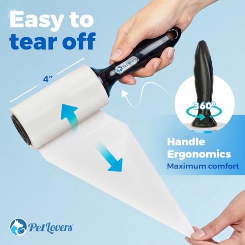 PetLovers Extra Sticky Lint Roller Mega Value Set 500 Sheets for Pet Hair Removal and Clothes, Dog and Cat Lint Remover 5 Pack - size: 5 Pack Black