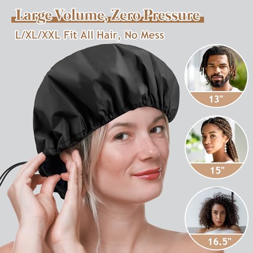Sheomern Adjustable Shower Cap with Terry Cloth Lining, Dual Waterproof Shower Cap Reusable for Women Men Large Hair Cap for Shower Double Layer Soft Bath Cap for Braids, Long Hair, Locs, Dreadlocks - color: Green, size: Large