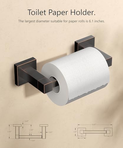 FORIOUS Toilet Paper Holder Wall Mount, Stainless Steel Rustproof Double Post Pivoting Tissue Roll Holder for Bathroom, Commercial Toilet Paper Dispenser (Oil Rubbed Bronze, Square) - color: Oil Rubbed Bronze