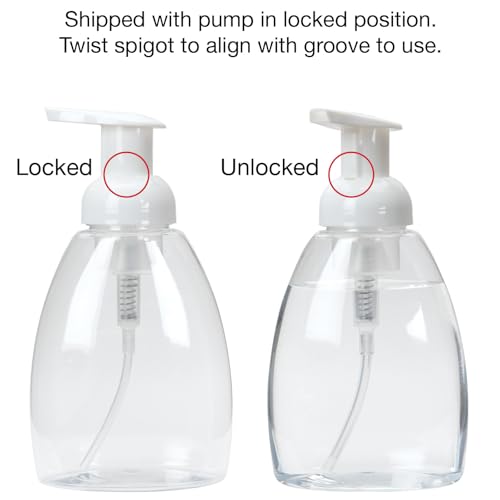 Ginger Lily Farms Foaming Soap Dispenser, Refillable Plastic Pump Bottles for Liquid Hand Soap, 12 oz. Clear Bottle with White Pump, 2-Pack - style: 12 Oz Clear
