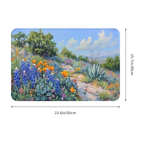 Bath Mat Blue Flowers Texas Bluebonnet Quick Dry Bathroom Rugs Non Slip Absorbent Shower Flannel Rug Floor Mat for Bathroom,Bathtub,Sink,Bedroom,16"X24" - color: Cay24