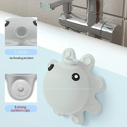 Abalter Bathtub Overflow Drain Cover Tub - Silicone Bathroom Cover, Bath Spa Accessories, Adds Inches of Water for Deeper&Warmer Bath，Grey Gray (ABCVXZY-Grey) - color: Gray