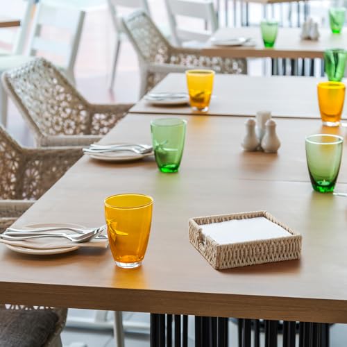 Napkin Holder for Table, Woven Cotton Rope Napkin Holders For Paper Napkins, Wicker Napkin Holders for Kitchen Dinner Table Boho Decor and Accessories, Square Napkin Basket and Serving Tray - color: Light Khaki, size: 7.2"L x 7.2"W x 2.2"H