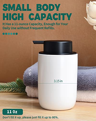 BosilunLlife Lotion Pump Dispenser - Bathroom Soap Dispenser White Kitchen Dish Soap Ceramic Small Liquid Soap Dispenser for Bathroom Lotion Hand Pump Dispenser - color: White-liquid Pump
