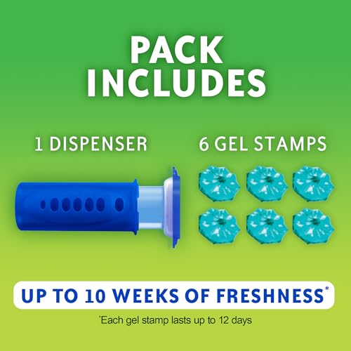 Scrubbing Bubbles Fresh Gel Toilet Bowl Cleaning Stamps, Helps Keep Toilet Clean and Helps Prevent Limescale & Rings, Citrus Scent, 1 Dispenser with 6 Fresh Gel Stamps - size: 1.34 Ounce (Pack of 1)