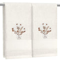 SmoothNovelty 2 Pcs Boho Flowers Hand Towels Beige Bathroom Wildflowers Decor 14x29 Inch Embroidered 100% Cotton Soft Absorbent Spring Summer Decorative Hand Towels for Bathroom Kitchen - style: Bohemian
