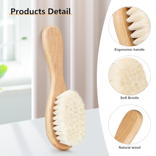 Baby Hair Brush, Wooden Goat Bristles Hair Brush for Newborns & Toddlers, Ideal for Cradle Cap, Perfect Baby Registry Gift, Hypoallergenic, 1 Count - color: 1PCS
