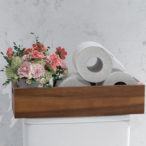 Natural Acacia Wood Bathroom Tray with Handles for Organizing Toiletries and Accessories - 16.5L x 6W inch - size: 16.5" x 6" x 3.8"