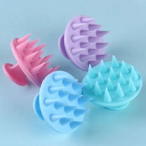 INVODA 4PCS Scalp Scrubber Brush Shampoo Massager for Dandruff & Hair Growth, Exfoliating Shower Brush for Men, Women, Pets, Travel-Friendly & Ergonomic - color: Silicone Brush 4pcs