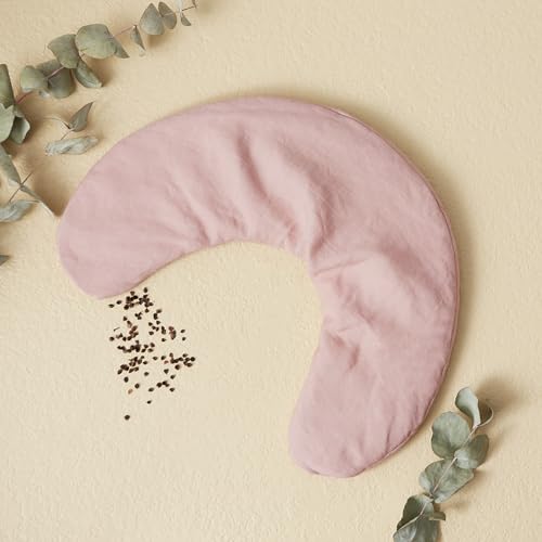 Bucky Linen Hot & Cold Neck Pillow, Natural Buckwheat Filling, Pink, 25x6.5-inch - color: Pink