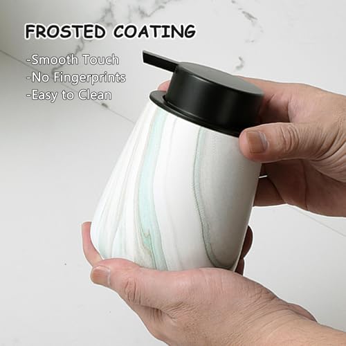 12Oz Foam Hand Soap Dispenser - Modern Ceramic Foaming Soap Dispenser with Easy-to-Press Pump, Reusable and Refillable Liquid Dish Soap Dispensers for Bathroom & Kitchen, Marble Green - color: Marble Green, style: Foam Pump