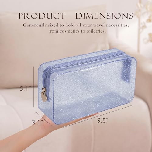 RSRSLEII Stardust Twinkle Jelly Travel Makeup & Toiletry Bag, Waterproof PVC Cosmetic Bag/Case for Women，Zipper SPF Beach Bag for Sunscreen Skincare and Daily Essentials (06Silver-Large) - color: 06Silver-Large