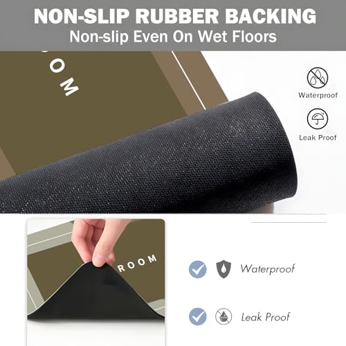 Bath Mat, Quick-Drying Non-Slip Thin Bathroom mat Super Absorbent Bath mats Rug-Bath Mats for Bathroom Floor Bathtub Vanity-Bathmat Bath Rug Easy Care Khaki 27.5" x15.7" - color: Khaki