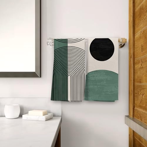 OHSUL Boho Decorative Hand Towels, Boho Bohemian Green Kitchen Bathroom Decor, 16x24 Inch, Set of 2 - color: Color -1