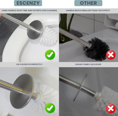 Escenzy Modern Toilet Brush and Holder Set Mosaic Glass | Non-Rustic Stainless Steel | Practical & Decorative Toilet Bowl Brush and Holder | Luxury Black and Gold Bathroom Accessories - color: Black Gold Curve