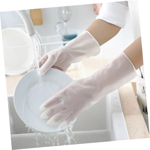 Hemobllo Waterproof Household Cleaning Gloves 4-pair Set, Large Size Latex and Plastic Steel Protective Gloves for Kitchen, Bathroom, and Housework Use