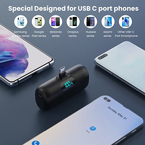 [2-Pack]Portable Charger for iPhone 17/16/15,Mini Power Bank 5000mAh PD USB C Portable Phone Charger,Travel Essential Battery Pack for iPhone 17/17 Air/16/16 pro/15/15 pro Max/Android/Samsung/Moto/LG - color: Blue+Black