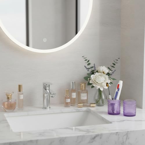 Glass Toothbrush Holder, Purple Bathroom Toothbrush Holder Set, 10oz Bathroom Tumbler Cup, Bathroom Storage Cup Organizer for Tooth Brush, Toothpaste and Makeup Brush - color: Purple
