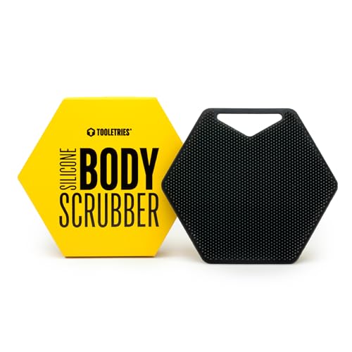 TOOLETRIES Silicone Body Scrubber, Loofah Alternative - Charcoal | Exfoliating shower scrubber for sensitive skin that dries quickly and stays hygienic for everyday use.