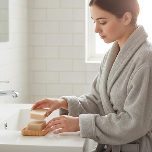 Bamboo Bar Soap Holder Wooden Soap Dish | For Shower, Bathroom, Kitchen, Self Draining Tray - size: 1pcs-Bamboo