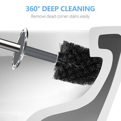 SetSail Toilet Brush, Compact Size Toilet Bowl Brush and Holder Toilet Brushes for Bathroom with Stainless Steel Handle Toilet Cleaner Brush with Durable Scrubbing Bristles, 2 Packs-Grey - color: Gray, size: 2 packs