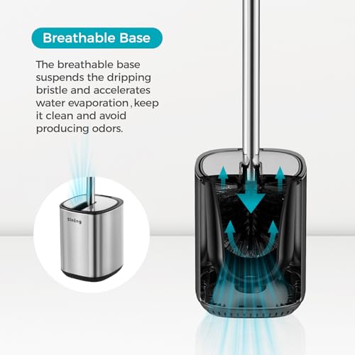 Toilet Brush Holder Set Toilet Bowl Brush Stainless Steel Automatic Open lid Toilet Bowl Cleaner Brush with Durable Bristle Head Toilet Cleaning Brush for Bathroom - color: Stainless Steel