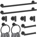 Lairuier Matte Black Bathroom Hardware Set, 10-Piece Towel Bar Set SUS304 Stainless Steel Bathroom Hardware Accessories Set Round Towel Holder Set Wall Mounted - color: Matte Black, size: 10-Piece Standard Set