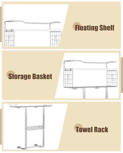Towel Racks for Bathroom Wall Mounted - Bath Wall Towel Holder Set Above Toilet Storage, Rolled Towel Shelf Organizer for Small Bathroom, Wood Vertical Towel Rack for Bathroom Wall Decor Silver - color: Silver