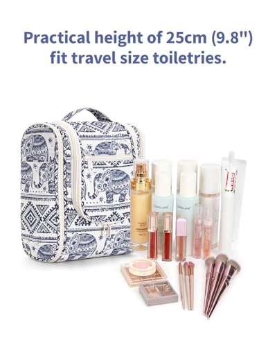 Narwey Small Hanging Toiletry Bag Women Travel Makeup Bag Organizer Toiletries Bag for Travel Size Essentials Accessories Cosmetics (Medium, Elephant) - color: B-Elephant, size: Medium