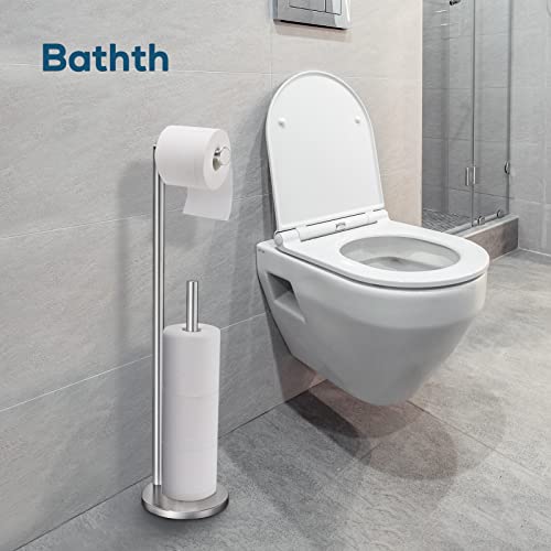 Toilet Paper Holder Stand, Toilet Paper Stand Brushed Nickel, Free Standing Toilet Paper Holder, Toilet Paper Storage by Bathth - color: Brushed Nickel