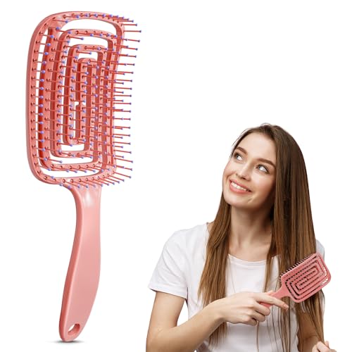Vented Hair Brush for Blow Drying - Pink Hair Detangler Brush, Lightweight and Ergonomic, Convenient Size, Suitable for All Curl Types (Includes Wigs), Great for Home and Travel Use for Quick Styling - color: 1 Pc Pink Hair Detangler Brush