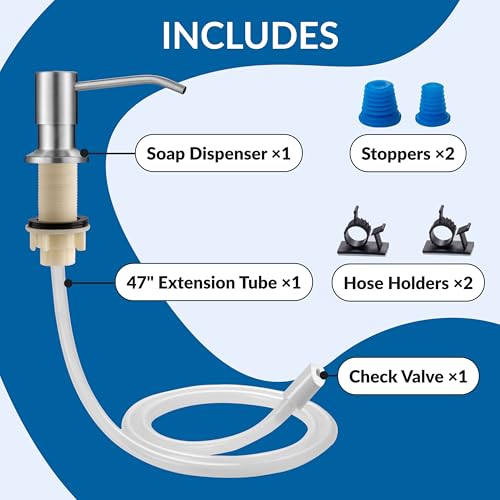 Soap Dispenser for Kitchen Sink(Brushed Nickel),Stainless Steel Countertop Dish Soap Dispenser Pump with 47 '' Extension Tube kit - color: Brushed Nickel