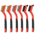 MAXMAN Wire Brush Set 6Pcs, Small Wire Brushes for Cleaning, Rust Remover, Scrub Brush, Detailing Brush, Metal Brush, Stainless Steel/ Brass/ Nylon Bristles Bristle Brush, Scratch Brush, (Red) - style: 6 PCS Brass/Stainless Steel/Nylon Bristles Red
