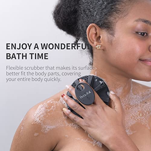 Silicone Body Scrubber, BEAUTAIL Gentle Exfoliating Shower Brush for Body | Hygienic Silicone Loofah, Easy-Grip Handle, Soft Bath Essential Scrubber for Sensitive Skin, Women, Men & Kids, 1 Pack, Black - color: Black 1 Pc