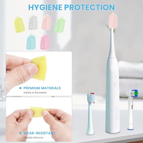 Lapfoon 6 Packs Silicone Toothbrush Covers, Tooth Brush Cover Cap for Electric & Manual Toothbrushes, Toothbrush Travel Essentials - color: Green