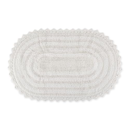 DII Crochet Collection Reversible Bath Mat, Small Oval, 17x24, White - color: White, size: 1'5" x 2' (Oval)