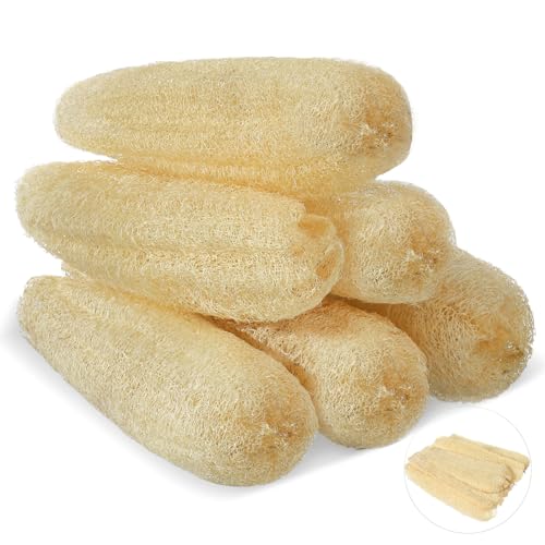 11.8 inches Natural Loofah Sponges Pack of 6, for Kitchen Dishes Body Scrubber