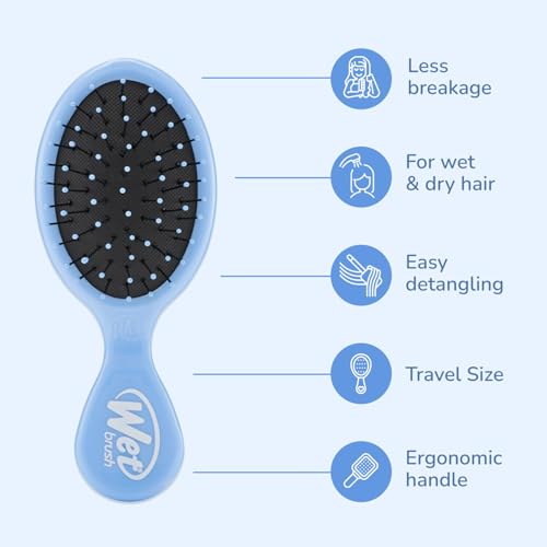 Wet Brush Squirt Detangling Brush, Sky, Mini Detangler, No Tangle Ultra-Soft IntelliFlex Bristles, Wet & Dry Styling Hairbrush for Women & Men, All Hair Types - color: Sky, size: 1 Count (Pack of 1)