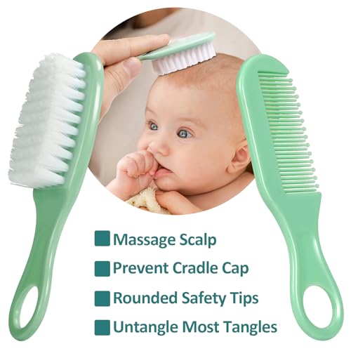 Baby Grooming Kit, Infant Safety Care Set with Hair Brush Comb Nail Clipper Nasal Aspirator,Baby Essentials Kit for Newborn Girls Boys (Green) - style: Green Grooming Kit
