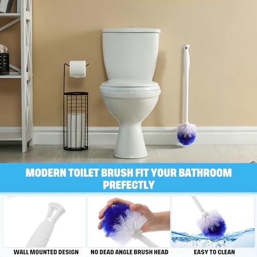 Reallnaive 24 Pcs 18 Inch Toilet Brush Toilet Bowl Cleaner Brush Bathroom Long Plastic Handled Cleaning Scrubber with Hook Hole for Household Bathroom Cleaning Supplies (Round Handle) - style: Round Handle