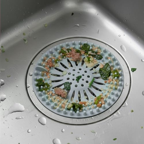 Hair Catcher Drain Cover Set for Shower Sink Floor Use Silicone Hair Stopper in Multiple Shapes Colors for Home Cleaning(Blue) - color: Blue, size: 5.3 inch