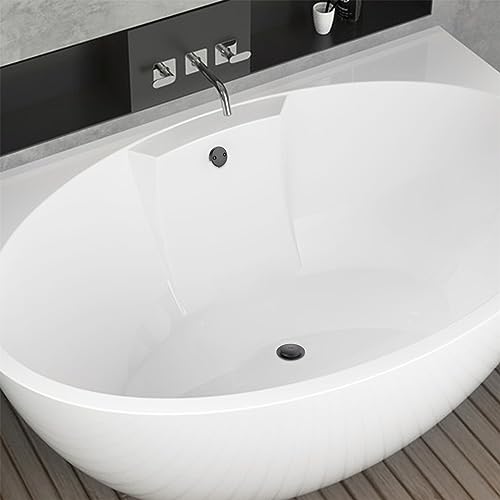 Tip Toe Bathtub Drain Conversion Kit Assembly, Tub Drain Plug Trim Set Bath Tub Drain Stopper with Two-Hole Overflow Faceplate (Matt Black) - color: Matt Black
