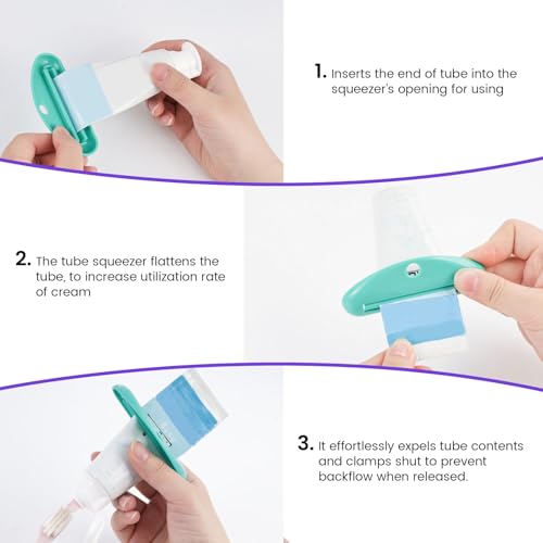 LOVEINUSA Toothpaste Tube Squeezer Dispenser, 4 PCS Tooth Paste Clips | Hanging Roller Squeezer Holder for Saving Toothpaste, Facial Cleanser Creams Paint, Assorted Colors - color: Multicolors-3