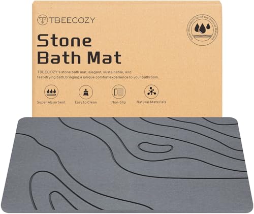 Stone Bath Mat, Diatomite Fast Drying Non Slip Stone Shower Mat, Super Absorbent for Bathroom & Kitchen, Multi-Use as Pet Mat, Easy to Clean 16"x24", Gray - color: Style 05-gray, size: 16"x24"