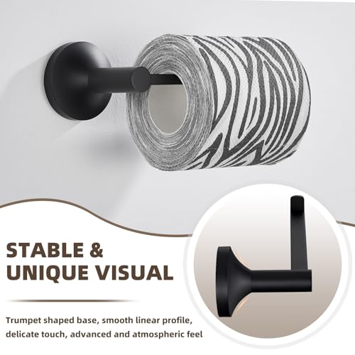 APLusee Matte Black Toilet Paper Holder, 304 Stainless Steel Tissue Holder, Wall Mounted