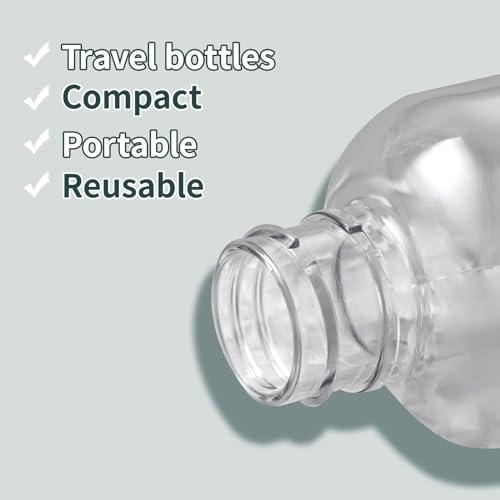 Tekson Plastic Travel Size Bottles 3.4 oz, Travel Mouthwash Bottle, Refillable Containers for Cosmetic with White Screw Cap for Travel Essentials (100ml, Clear) - color: White