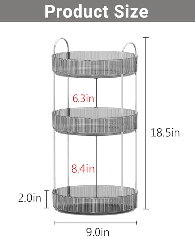 Asayuee 360 Rotating Makeup Organizer,3 Tier Large Capacity Make Up Organizers and Storage,Makeup Organizer for Bathroom,Cosmetic Perfume Stand Organizer(Grey-3 Tier) - color: Grey, size: 3 Tier